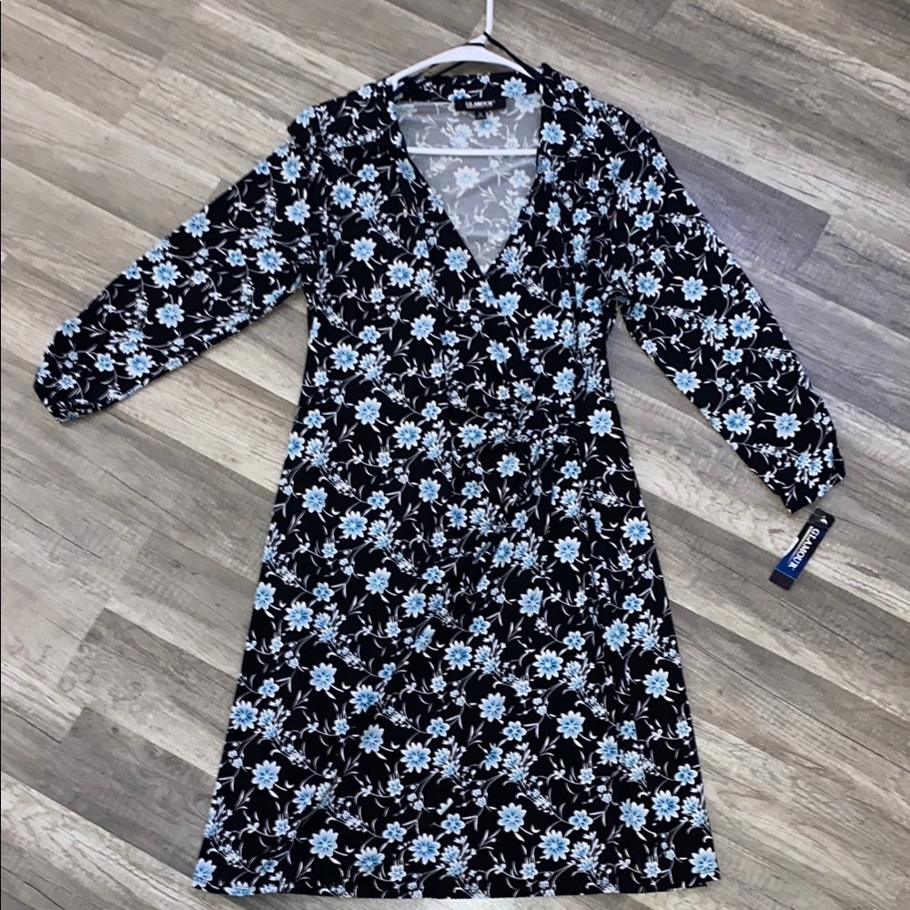 Floral Black and Blue Dress C - Picture 1 of 2